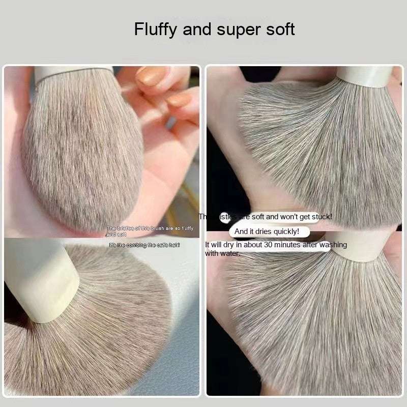 Fluffy and super soft makeup brushes showcasing their nylon bristles, perfect for applying makeup with ease. Zero make up brush suit for internet.