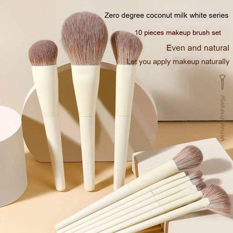 Zero make up brush suit for internet - 10 pieces makeup brush set in coconut milk white series for natural application.